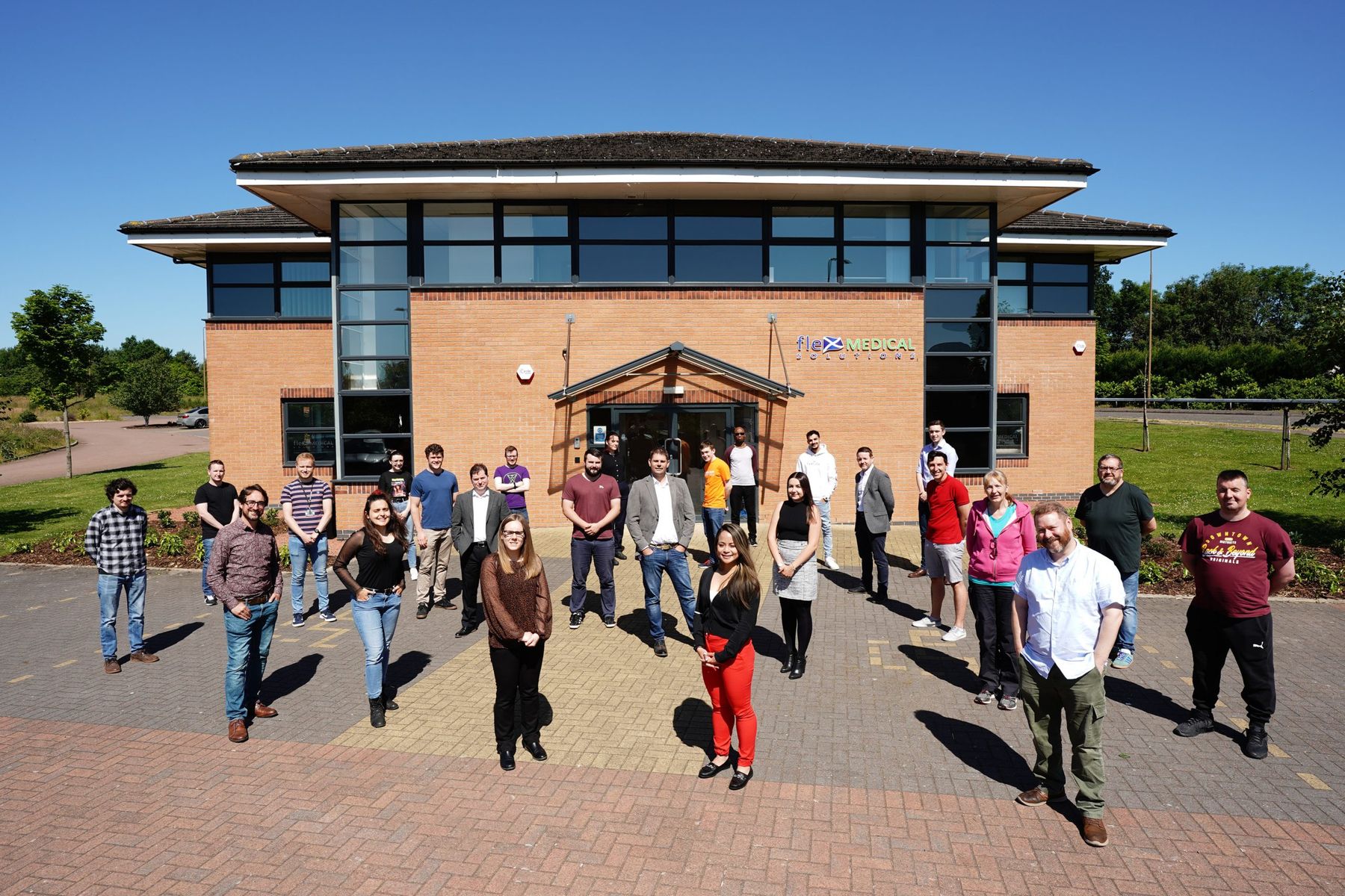 The FlexMedical Solutions team outside their Livingston facility